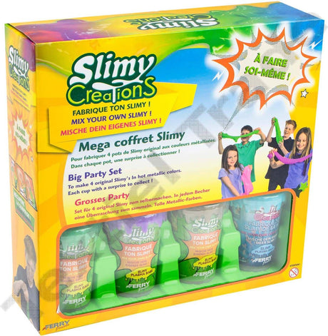 Jonotoys slimede kreationer, stort festsæt til at lave 4 originale slimede metalliske farver