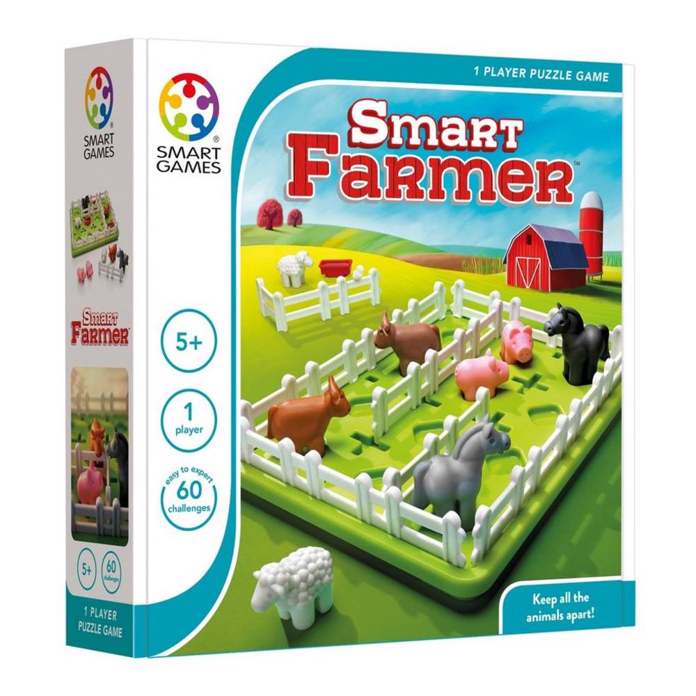 Smarte spil smart farmer - logisk tænkespil - 60 pædagogiske gårdudfordringer - solospil for førskolebørn og småbørn - fra 5 år