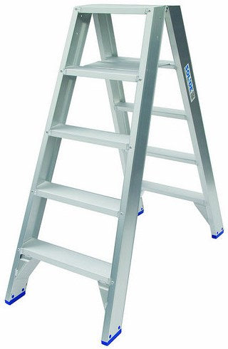 Solid professionel dobbelttrappe 2x5 trin massiv - dt05