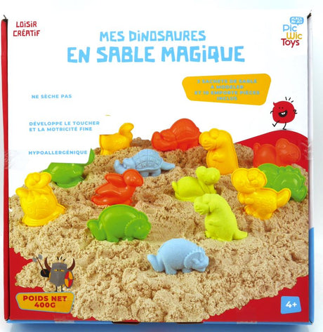 Playgo indendørs legesand med 10 dinosaurformer.