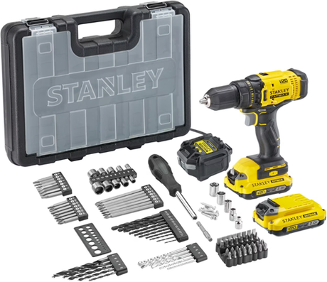 Stanley powertools stanley fatmax sfmcd700d2a-qw 20v max (18v) + 100-delige accessoireset | 2 x 2.0ah - sfmcd700d2a-qw