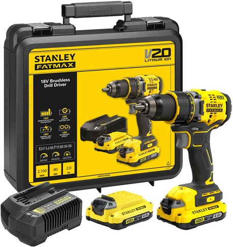 Stanley Elværktøj Stanley Fatmax SFMCD720D2K V20 18V BL Skruetrækker | 2x 2.0ah - sfmcd720d2k-qw