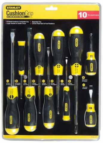 Stanley hand tools 10-piece cushion grip screwdriver set standard Phillips - 2-65-005
