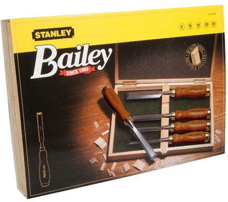 Stanley håndværktøj træmejselsæt bailey 5-delt trækasse - 2-16-217