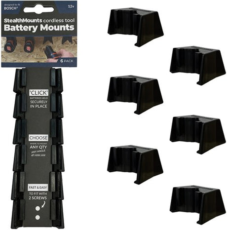 Stealthmounts bm-bo108-blk-6 batteriholder til bosch 10.8 12v | sort | 6 pakke - bm-bo108-blk-6