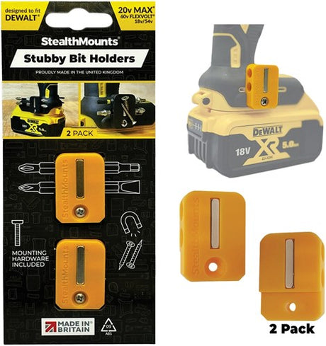 Stealth mounts stubby bitholder til dewalt | gul | 3 stk - bh-dw-s-ylw