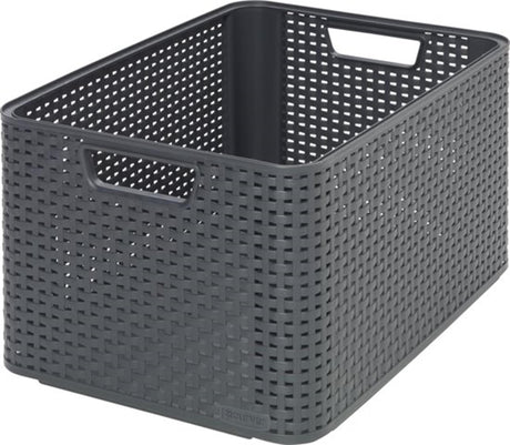 Curver stil kurv l rattan stil antracit (lxbxh 44x32x23cm)