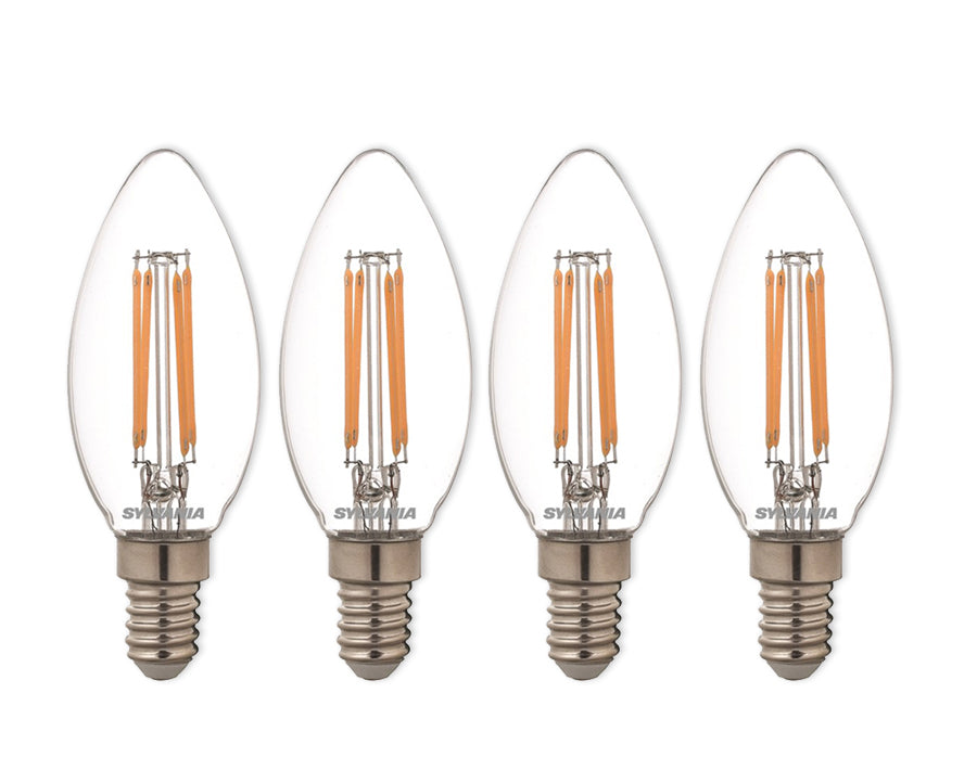 Sylvania LED LAMP - E14 - 470 LM - CANDLE - KLAR - 4 stykker