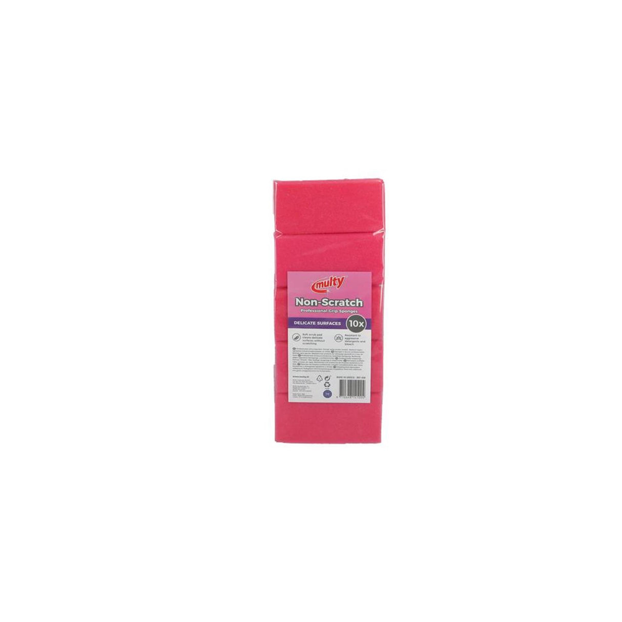 Masser af ridsefri skuresvampe med håndtag 13x6,5x4,5cm 10-pak pink