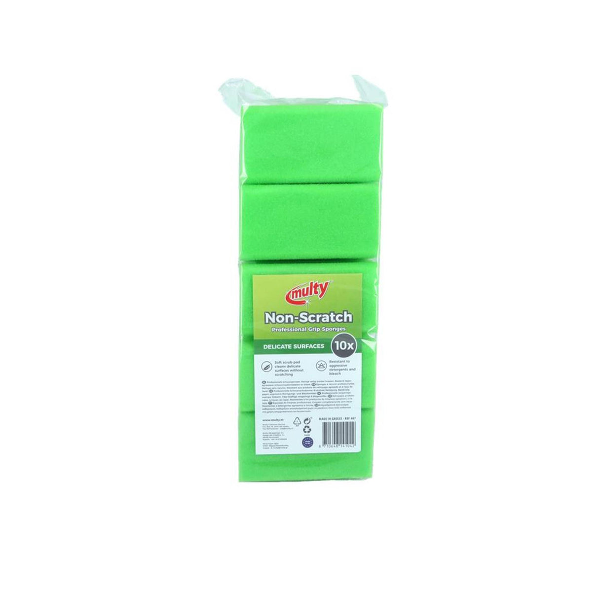 Masser af ridsefri skuresvampe med håndtag 13x6,5x4,5 cm 10-pak grøn