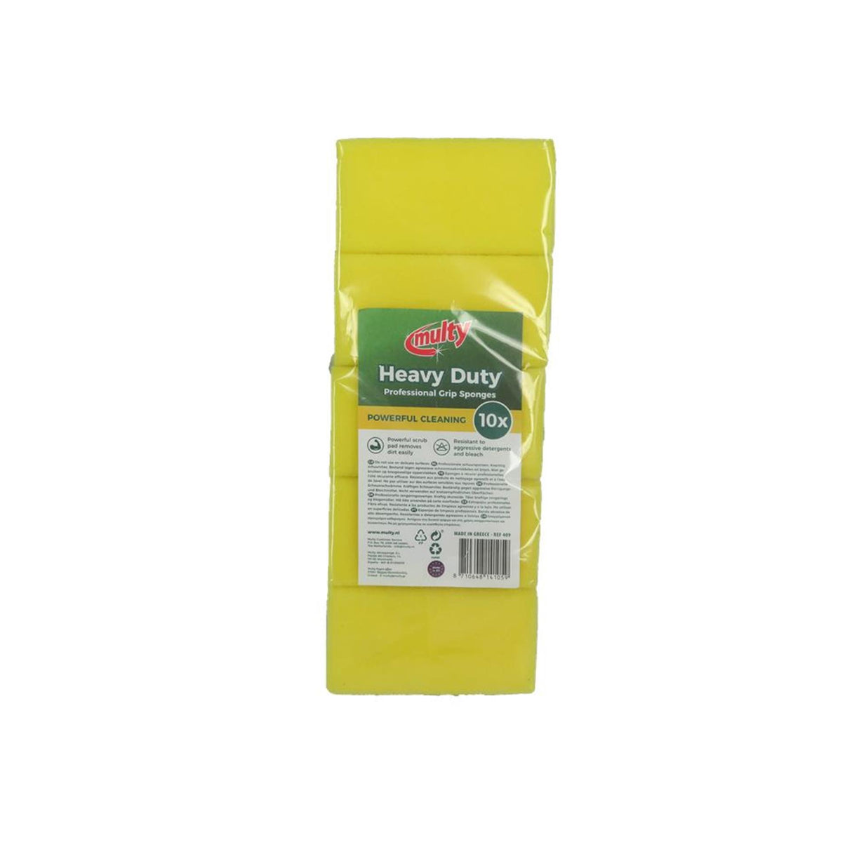 Mange kraftige skuresvampe med håndtag 13x6,5x4,5 cm 10-pak gul
