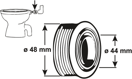 Cornat indendørs tilslutnings toilet ->1978 48x44mm - t360899