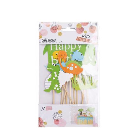 Taartdecoratie set dinosaurussen 11-delig