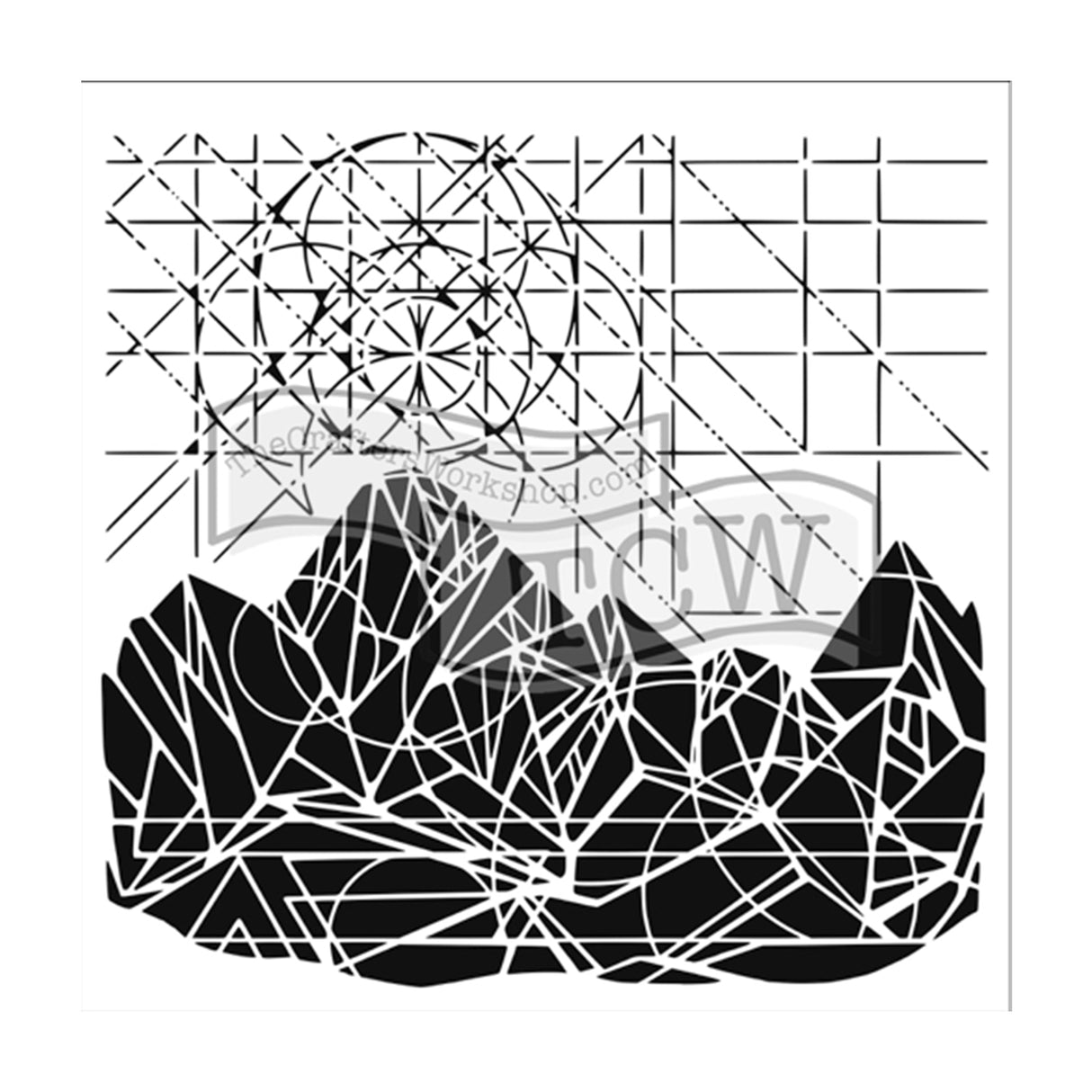 Håndværkerens værksted • skabelon 30x30cm geo landskab