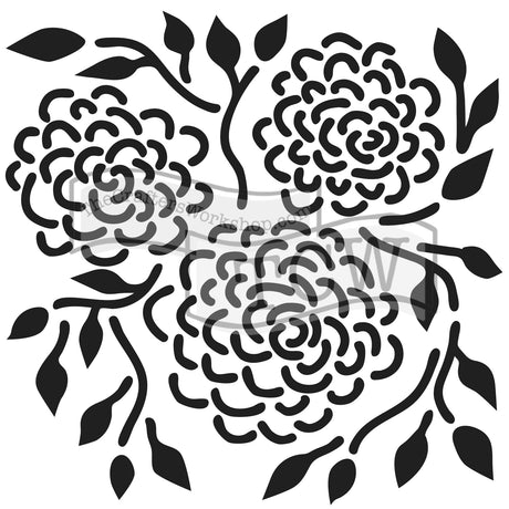 Håndværkerens værksted • skabelon 15x15cm runde blomster