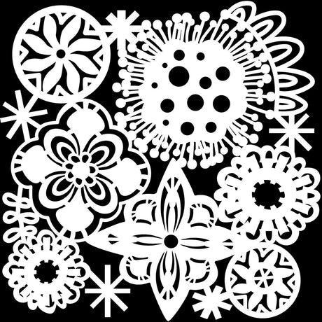 Håndværkerens værksted • stencil festlige blomster 30,5x30,5cm