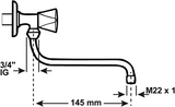 Cornat drejelig tud væghane S-form 150mm - tec351001