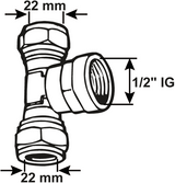 Cornat kompressionskobling ms tee 22x1 2x22mm - tec583696
