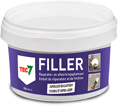 Tec7 filler pot alt-i-én spartelmasse og finish kit 250ml - 601025000