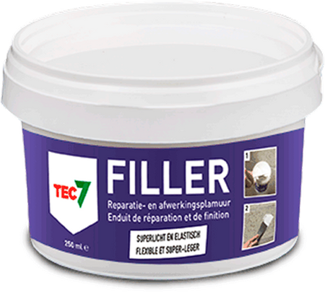 Tec7 filler pot alt-i-én spartelmasse og finish kit 250ml - 601025000