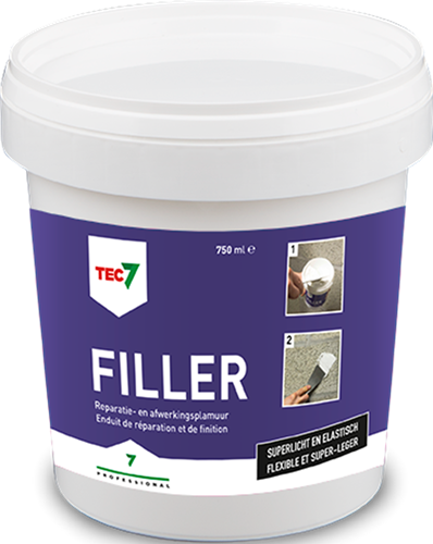 Tec7 filler pot alt-i-én spartelmasse og finish kit 750ml - 601075000
