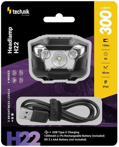 Technik LED forlygte genopladelig 300 lumen - 5720170
