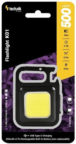 Technik LED arbejdslampe genopladelig nøglering 500 lumen - 5720010