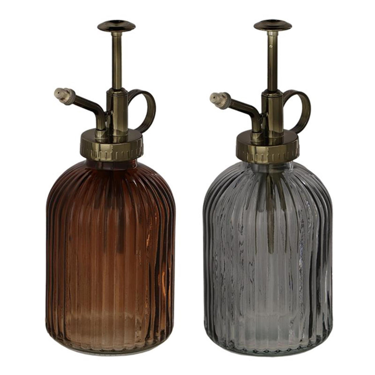 Esschert design plantesprinkler glas ribbet brun eller grå l8 x d7,6 x h19,2cm