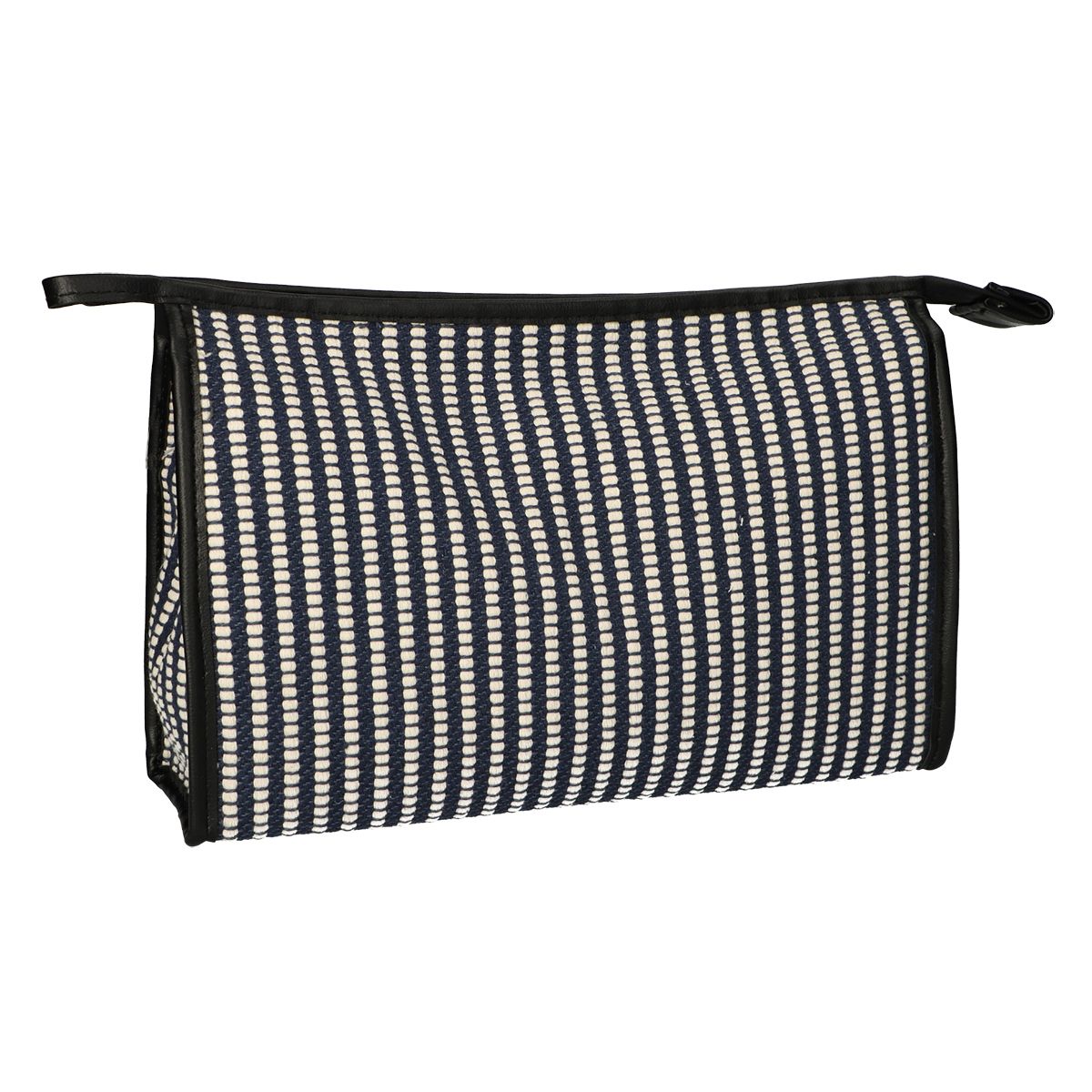 Rejsetoilettaske stribet blå creme 30x20cm