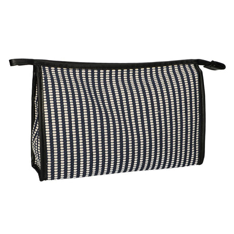 Rejsetoilettaske stribet blå creme 30x20cm