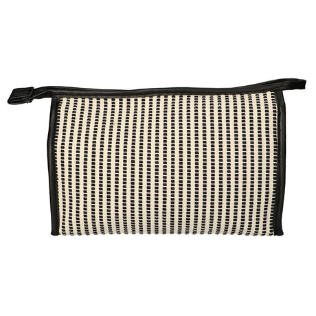 Rejsetoilettaske stribe sort creme 30x20cm