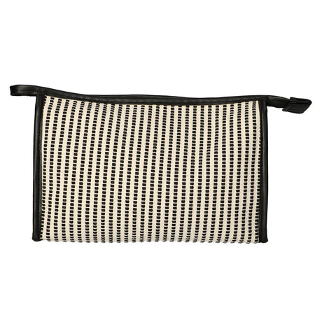 Rejsetoilettaske stribe sort creme 30x20cm