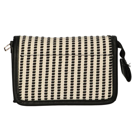 Rejsespejltaske stribe sort creme 16,5x11cm