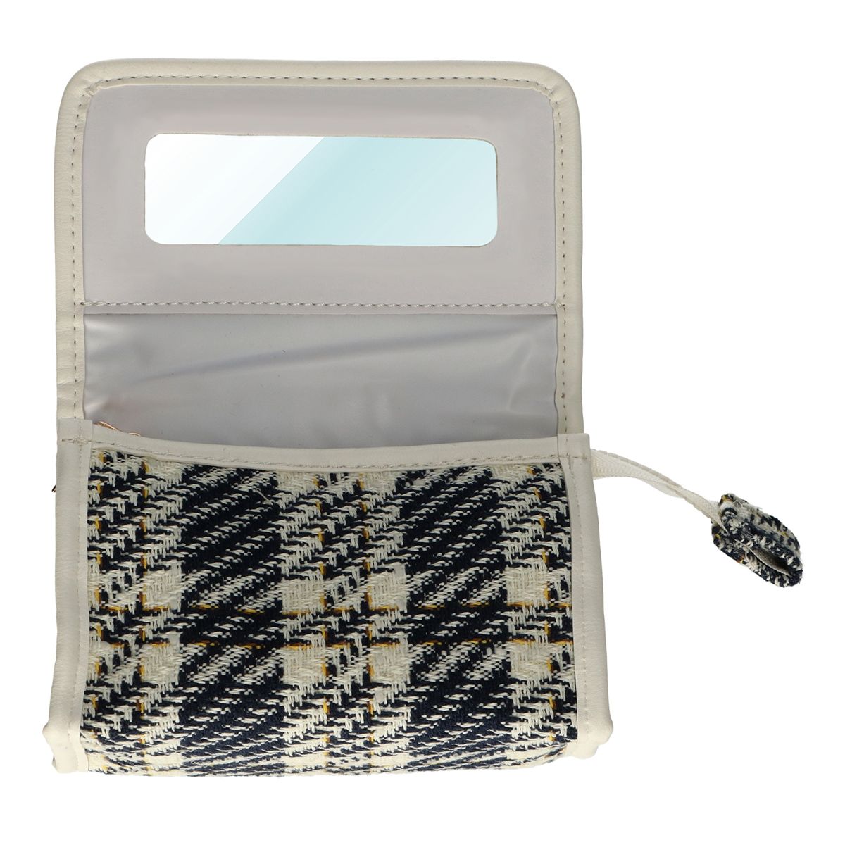 Rejsespejltaske tweed ternet 16,5x11cm