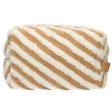 Traveller toilettas badstof stripe bruin 23cm x 13cm