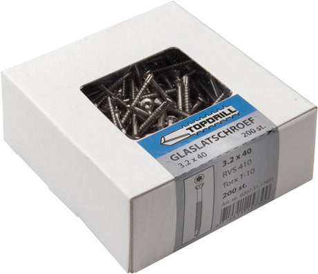Topdrill glaslatschroef zelfborend rvs-410 lk torx tx10 3.2x40 | 200 stuks - 0207.31.17601