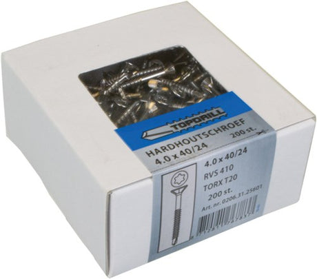 Topdrill spaanplaatschroef zelfborend rvs-410 pk torx tx25 5.0x50 30 | 200 stuks - 0206.31.41901
