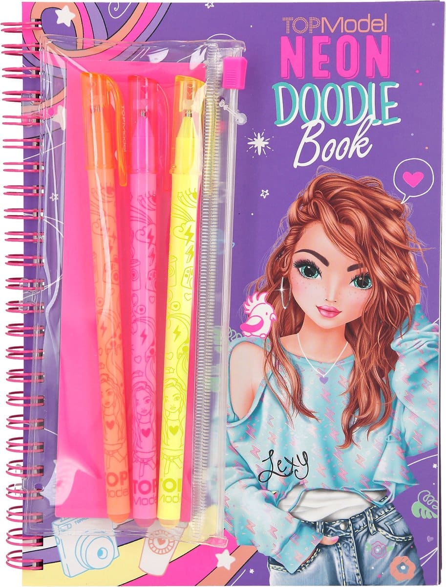 Van der Doelen topmodel - neon doodle malebog med tuscher
