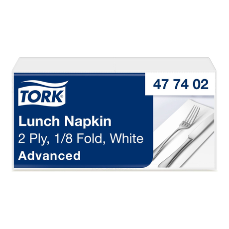 Tork frokostserviet hvid 33x33 2-lags 1 8 gange (200 stk.)