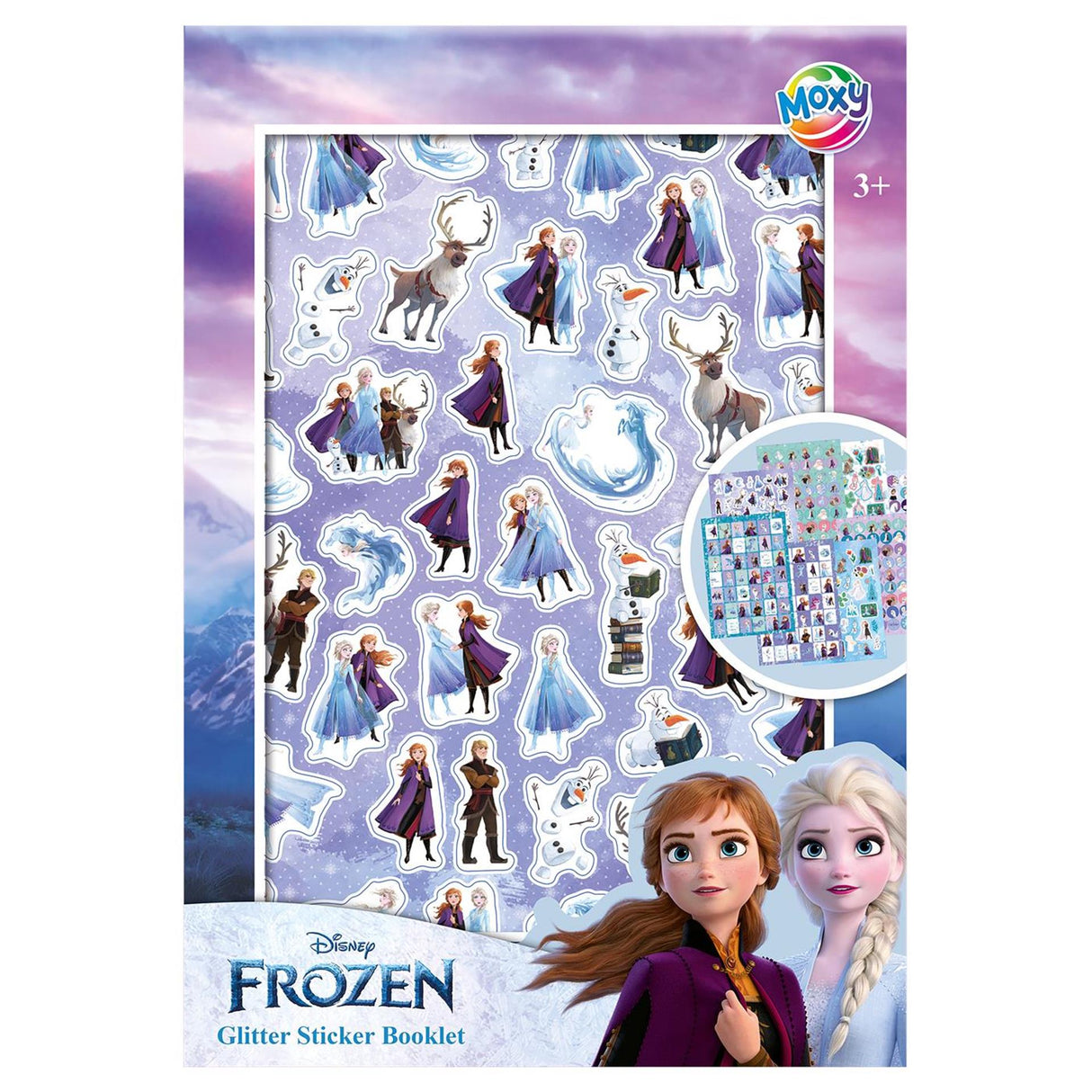 Moxy frozen glitter klistermærkebog - a5 størrelse 8 ark