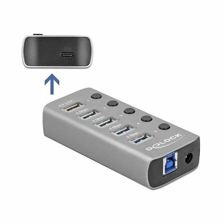 USB C til A + B hub - 5 porte