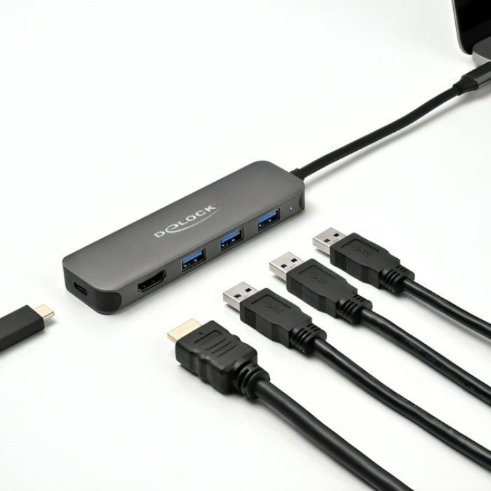 Imp usb c til c + a + hdmi hub - 5 porte