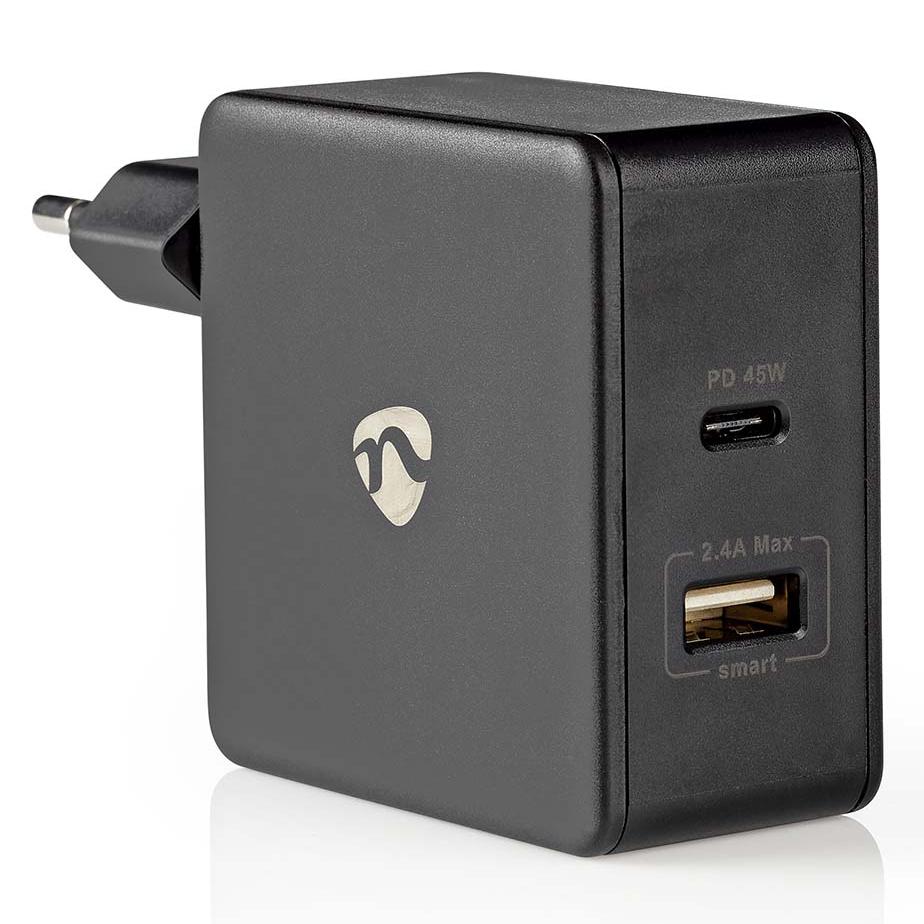 Nedis USB C + A oplader