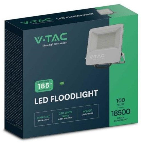 V-tac LED byggelampe 100w 6500k sort - høj lumen - 9332058