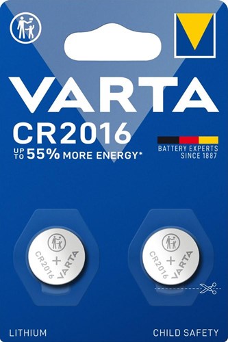 Varta cr2016 lithium knapcelle batteri 3v blister (2) - 3240352