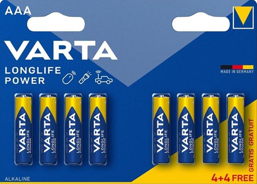 Varta højenergi aaa r03 4903 bl.a8 4 + 4 3015315