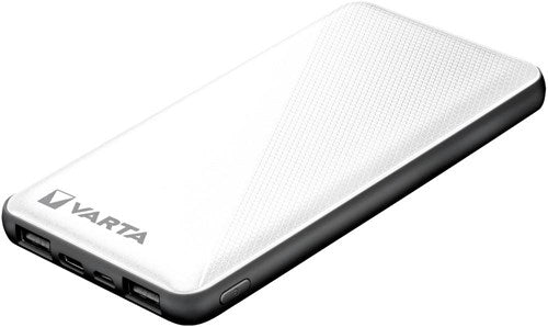 Enzo Varta powerbank 10.000ma sølv + LED indikation USB og USB-C - 3509010