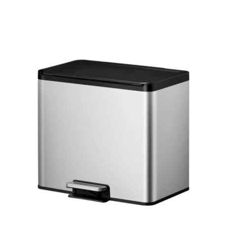 Eko - essentiel 2 genbrugspedalspand 9+9+9 liter - rustfrit stål polypropylen - mat rustfrit stål - affaldsspand
