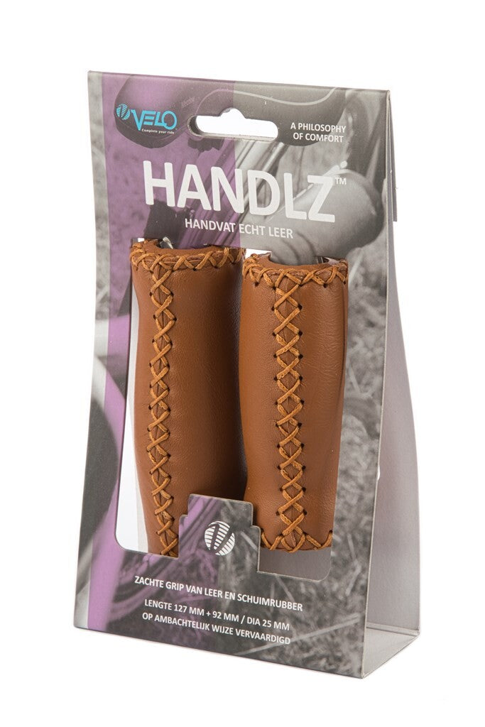 Velo Handle Leather 92 127mm Brown - Rigtigt læder