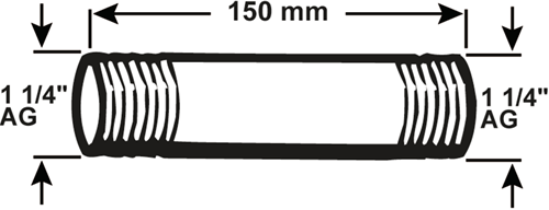 Cornat galva rørnippel mm 5 4 150mm (530) - vfb5305415